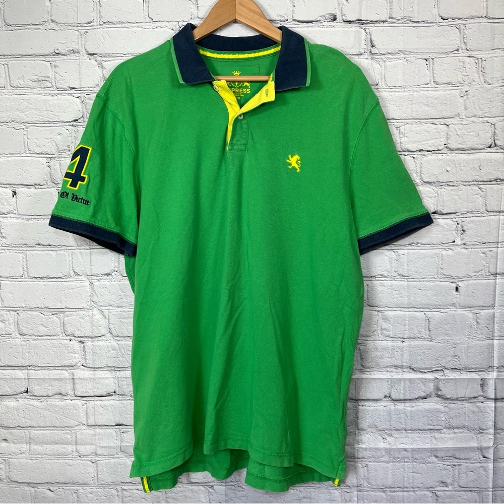 Express Legend Of Virtue Polo Shirt Mens Size Xl Green #4 Embroidered